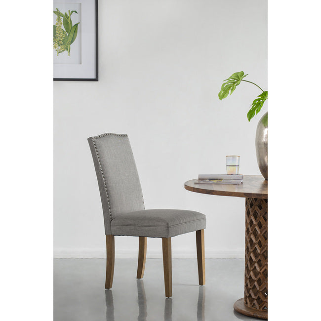 Smokey Grey Buttoned Back Armless Dining Chairs - Set of 2