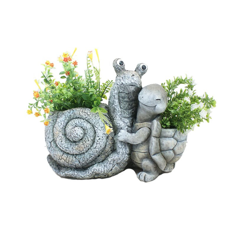 Snail & Tortoise Planter with Hole & Plug