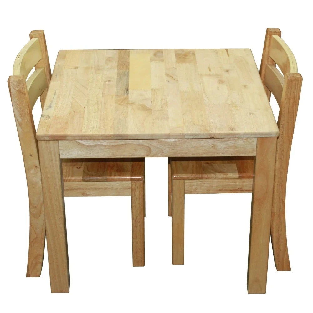Solid Durable Timber Table with 2 Stacking Chairs