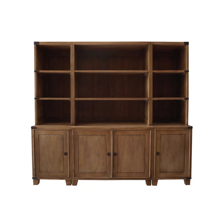 Sophisticated Campaign 4 Door Office Bookcase - Weathered Oak