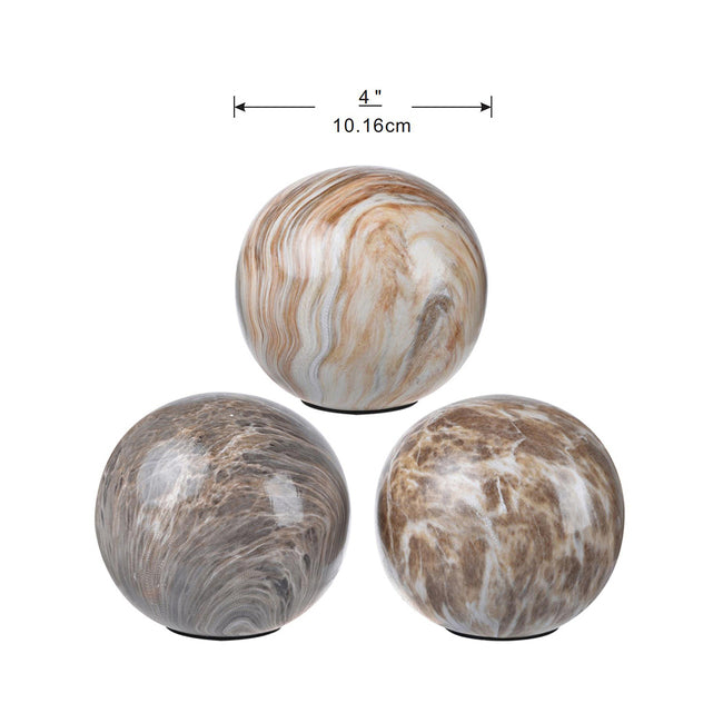 Sophisticated Style Brown Marbleized Balls - Set of 3
