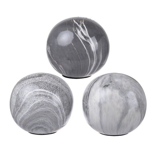 Sophisticated Style Grey Marbleized Balls - Set of 3