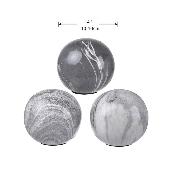 Sophisticated Style Grey Marbleized Balls - Set of 3