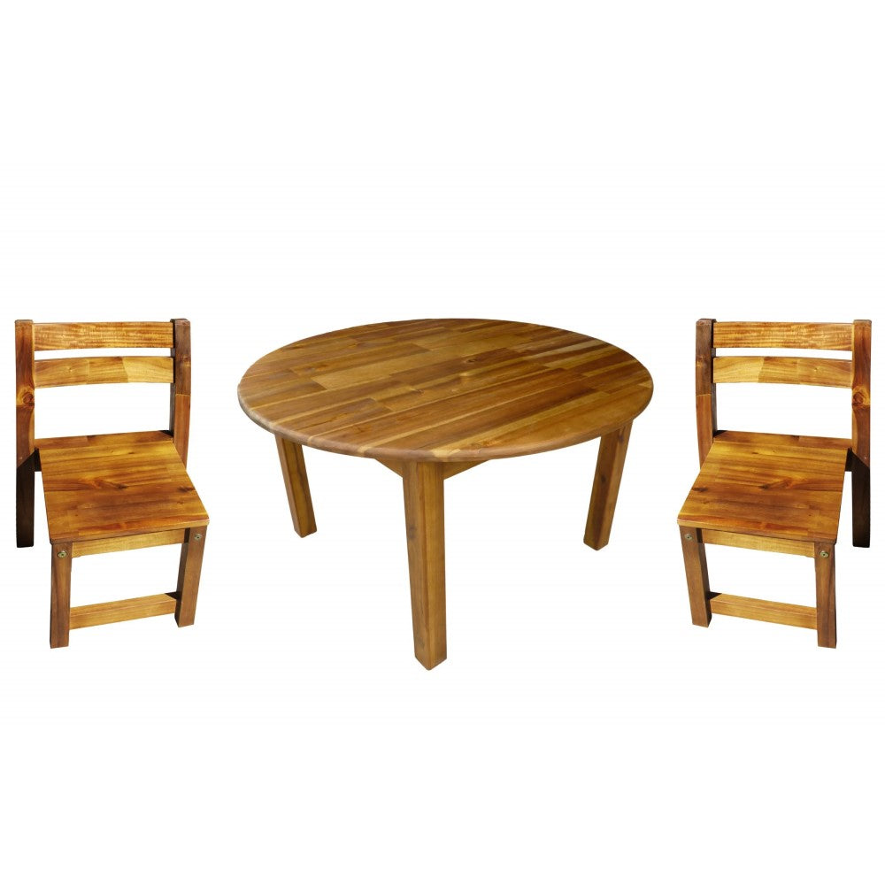 Spacious Acacia Round Table with Chairs