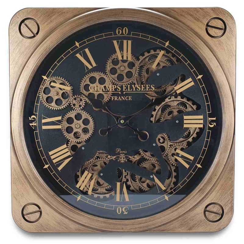 Splendid Square Rotary Gear Wall Clock 49.5cms
