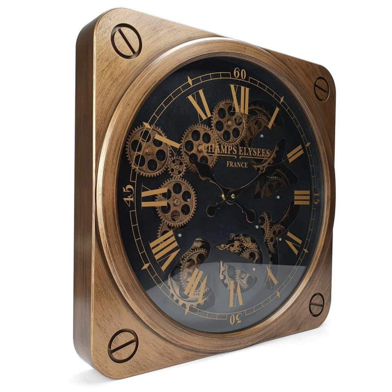 Splendid Square Rotary Gear Wall Clock 49.5cms
