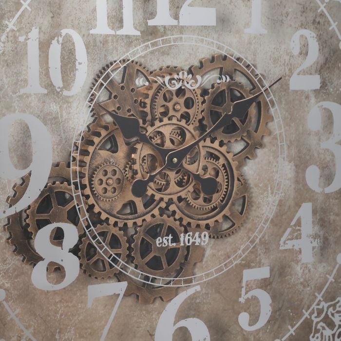 Square Roma Mirrored Gear Movement Wall Clock - 80cms