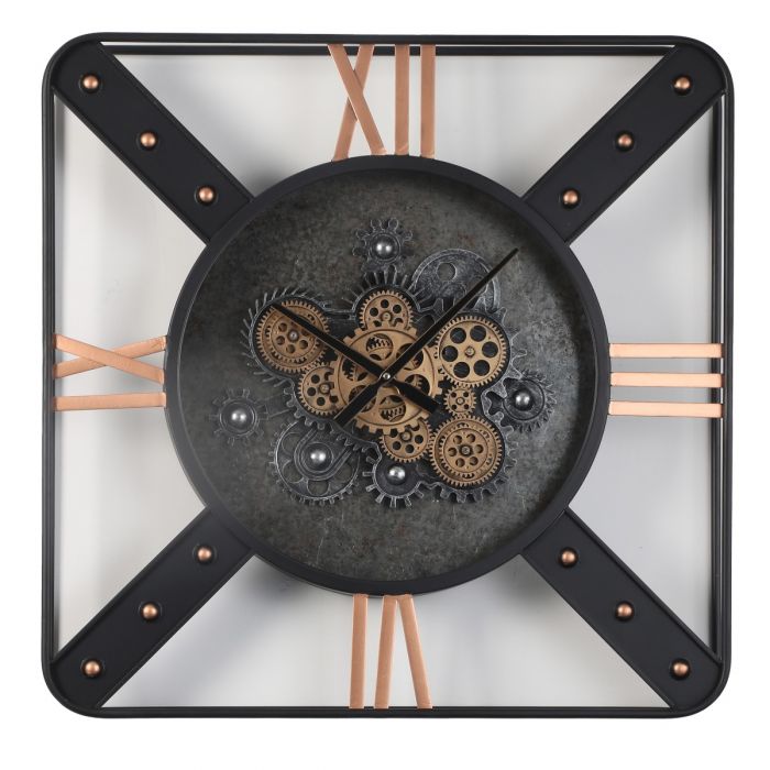Square Trafalgar Exposed Gear Movement Wall Clock - 71cms
