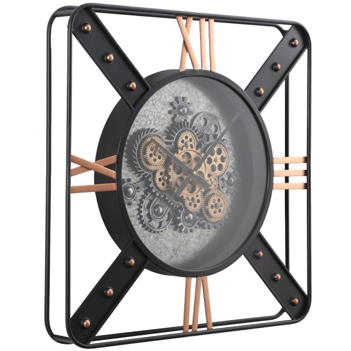 Square Trafalgar Exposed Gear Movement Wall Clock - 71cms