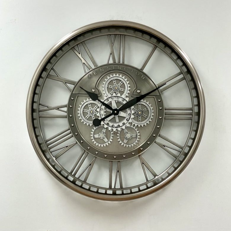 Stainless Frame Rotating Gears Clock 70cms - Available in 2 Colors