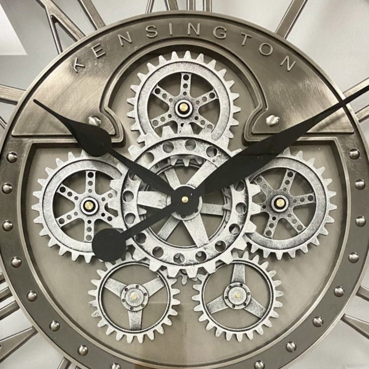 Stainless Frame Rotating Gears Clock 70cms - Available in 2 Colors