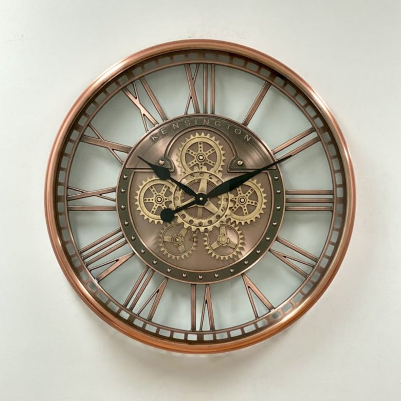 Stainless Frame Rotating Gears Clock 70cms - Available in 2 Colors