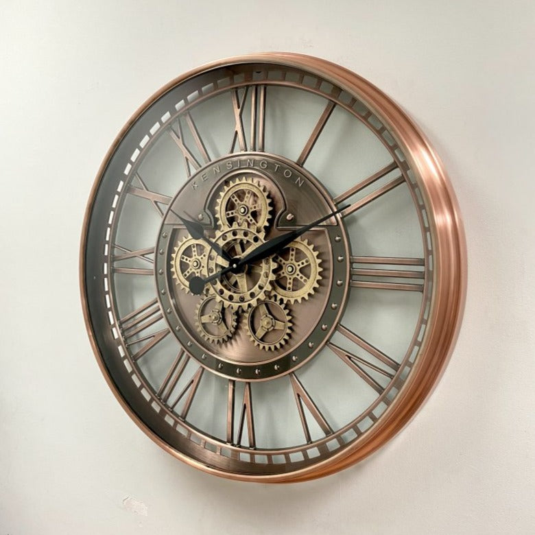 Stainless Frame Rotating Gears Clock 70cms - Available in 2 Colors