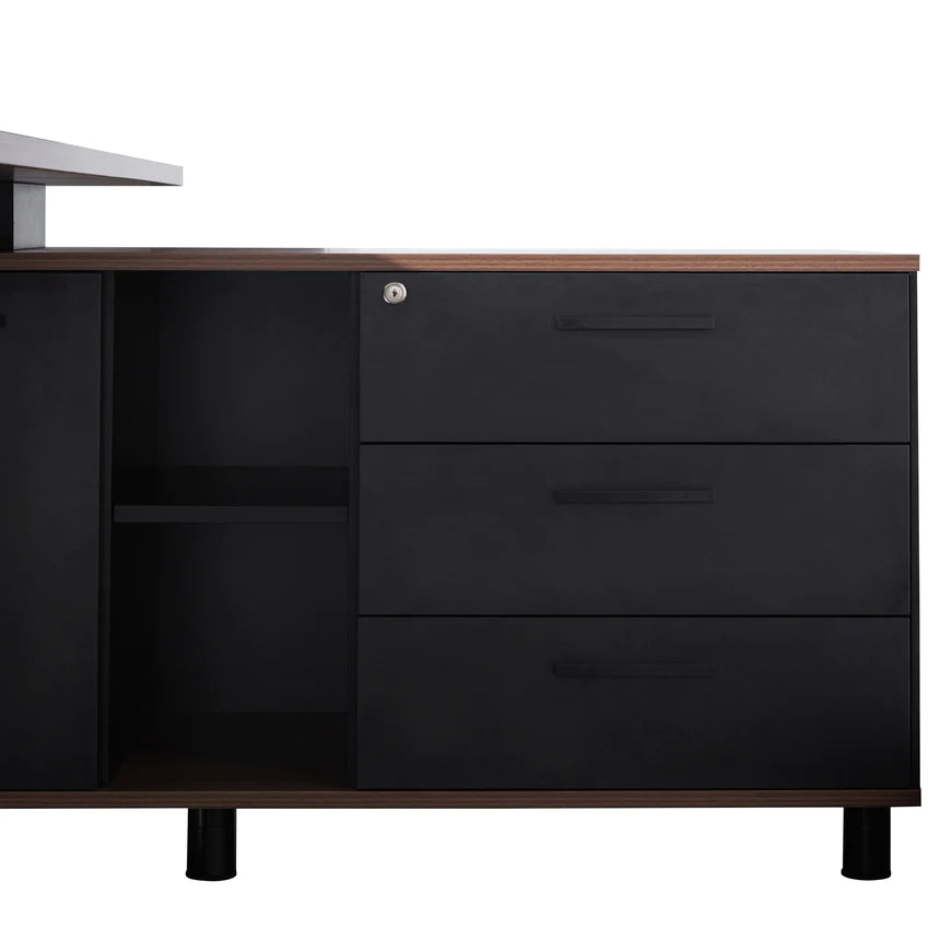 Strategic Right Return Office Desk 180cms - Walnut