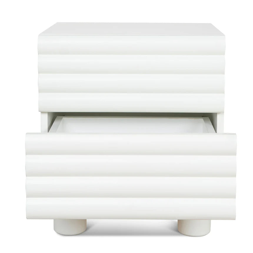 Streamlined & Functional Luna White Bedside Table