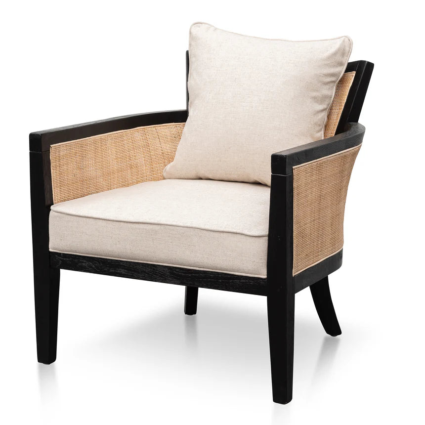 Striking Contrast Rattan Armchair - Black and Sand White