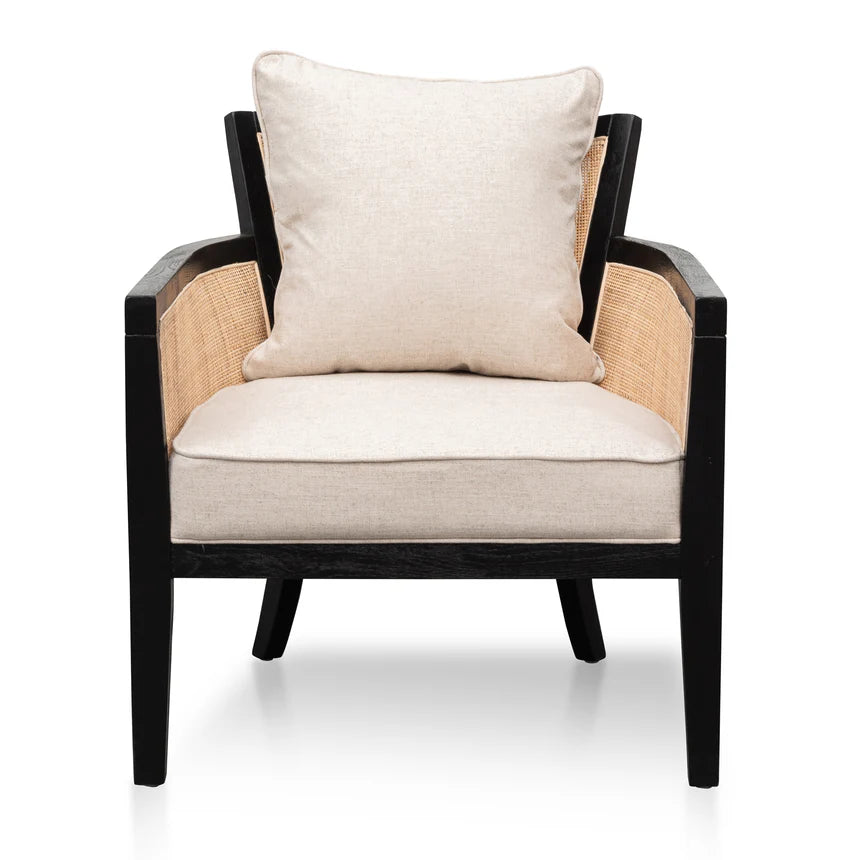 Striking Contrast Rattan Armchair - Black and Sand White