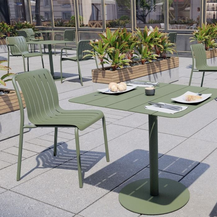 Striped Designer Green Outdoor Chair With Cushion (Available in 2 colors)