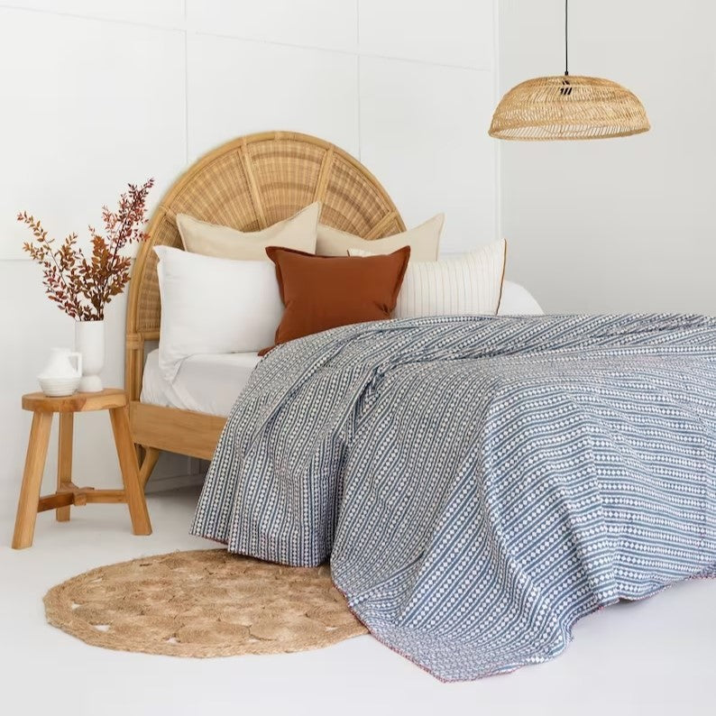 Striped Diamond Pattern Cotton Bedspread