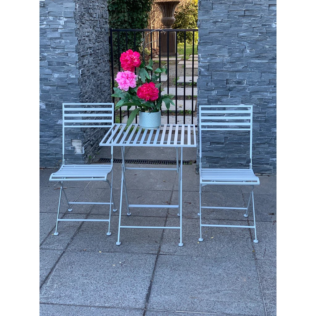 Striped Square Outdoor Table and Chair - Set of 3