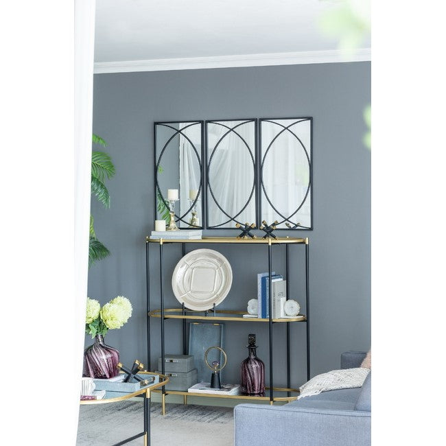 Stunning Black Swirl Wall Mirror - Set of 3
