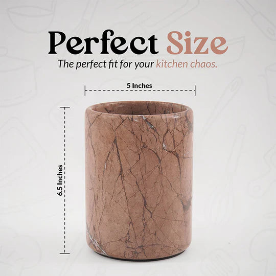 Sturdy Marble Utensil Holder - Brown