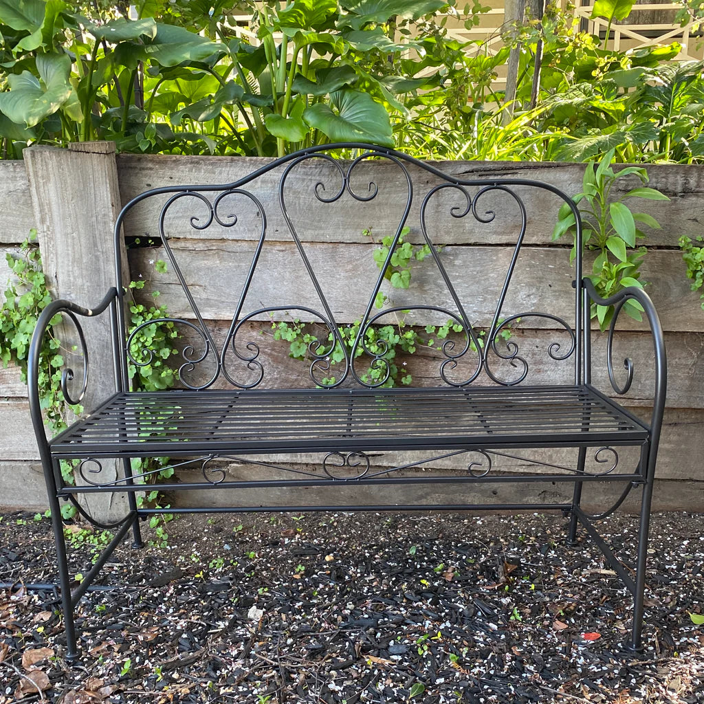 Sturdy and Sleek Metal Garden Bench - Black