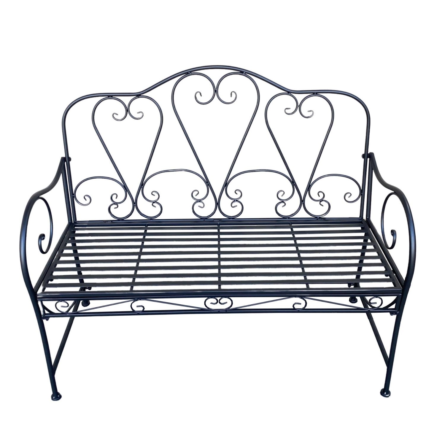 Sturdy and Sleek Metal Garden Bench - Black