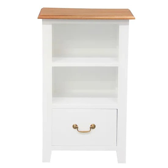 Stylish 1 Drawer Lamp Table - White Caramel