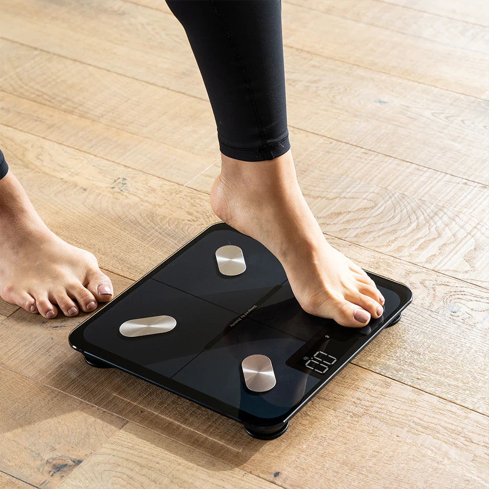 Stylish Digital Body Weight Bathroom Scale + Blood Pressure Monitor - Black