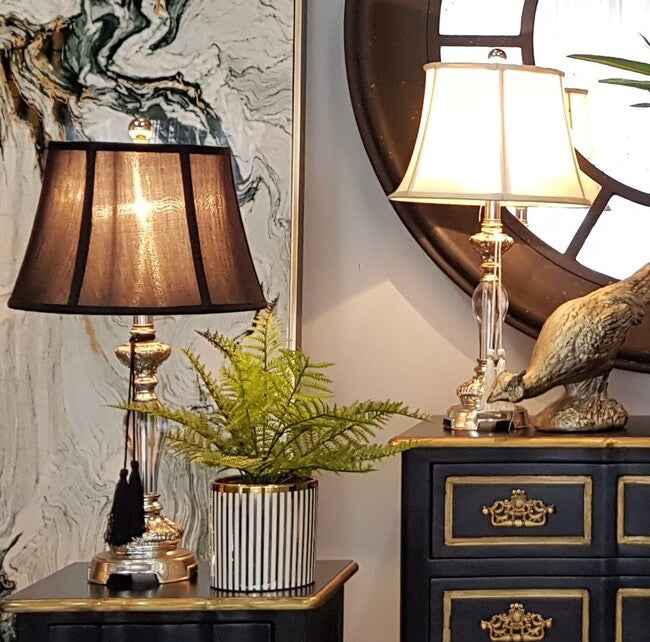 Stylish Felicienne Bedside Silver Lamp with Cream Shade - 66cm