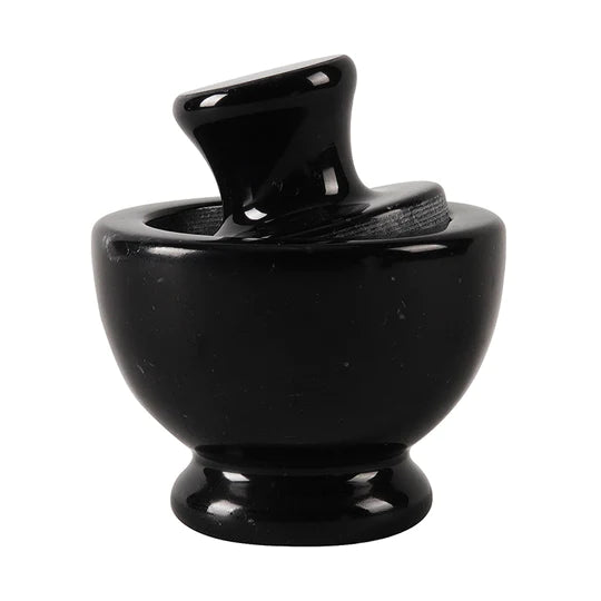 Stylish Handcrafted Marble Mortar & Pestle Set - Black