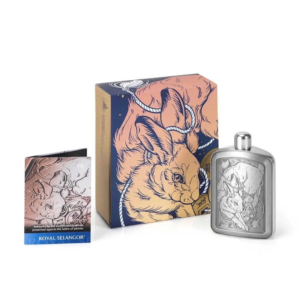 Stylish Limited Edition Fin Hare Pewter Hip Flask 150 ML