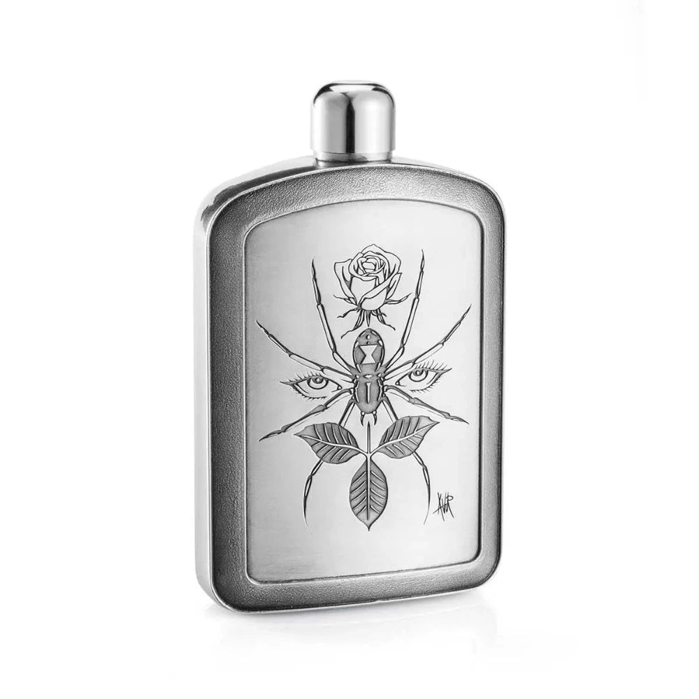 Stylish Limited Edition Noir Spider Pewter Hip Flask 150 ML