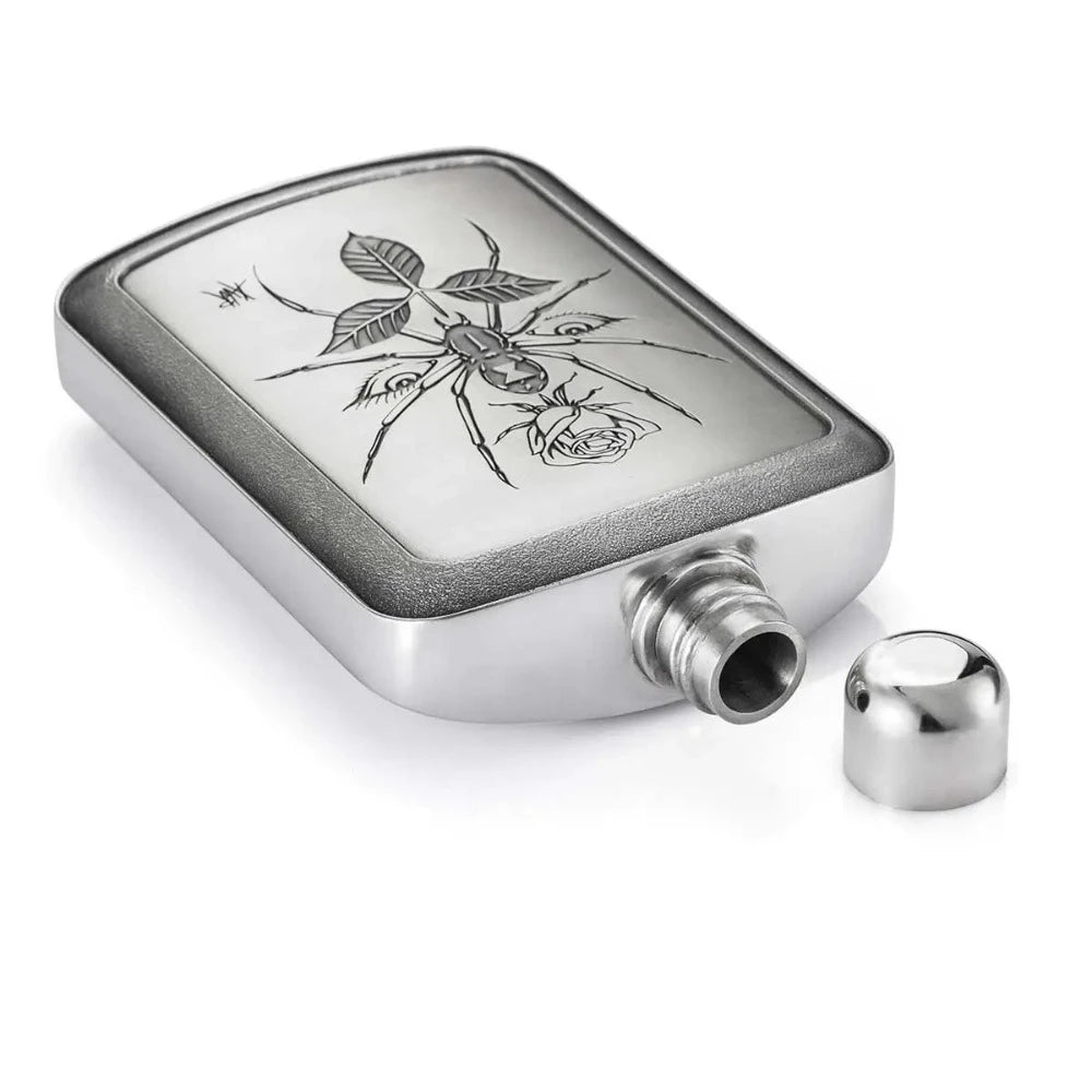 Stylish Limited Edition Noir Spider Pewter Hip Flask 150 ML