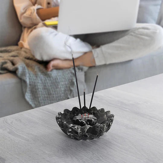 Stylish Marble Palo Santo Incense Holder - Black