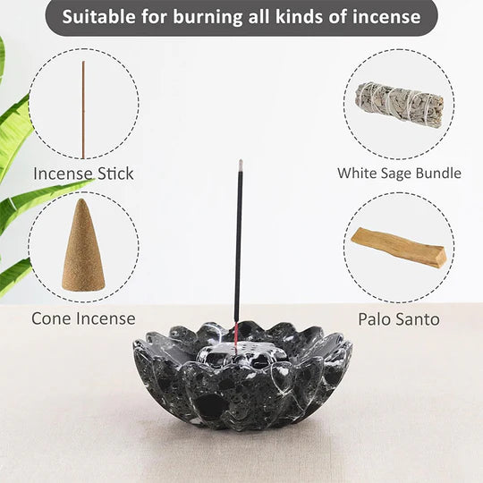 Stylish Marble Palo Santo Incense Holder - Black