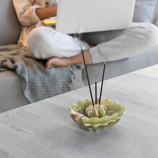 Stylish Marble Palo Santo Incense Holder - Green