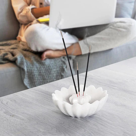 Stylish Marble Palo Santo Incense Holder - White