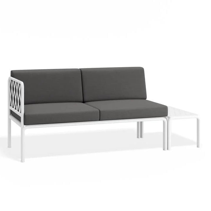 Stylish Outdoor White 2-Seater Cushion Sofa - Granite Grey