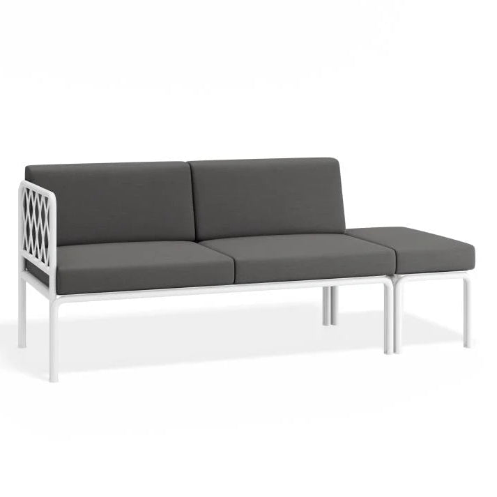 Stylish Outdoor White 2-Seater Cushion Sofa - Granite Grey