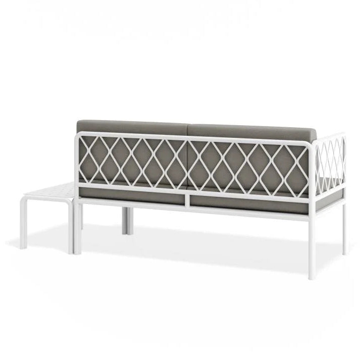Stylish Outdoor White 2-Seater Cushion Sofa - Granite Grey