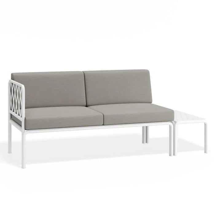 Stylish Outdoor White 2-Seater Cushion Sofa - Sandy Grey