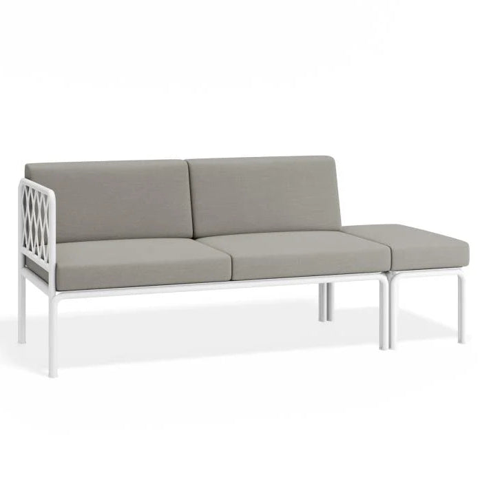Stylish Outdoor White 2-Seater Cushion Sofa - Sandy Grey