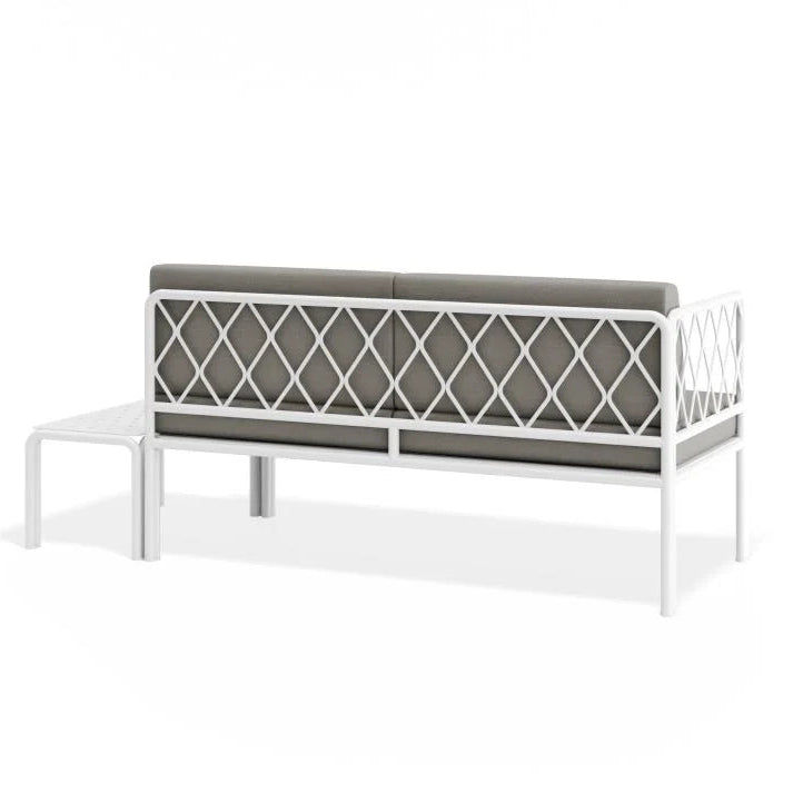Stylish Outdoor White 2-Seater Cushion Sofa - Sandy Grey