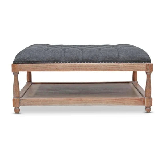 Stylish Parisian Upholstered Ottoman - Raven