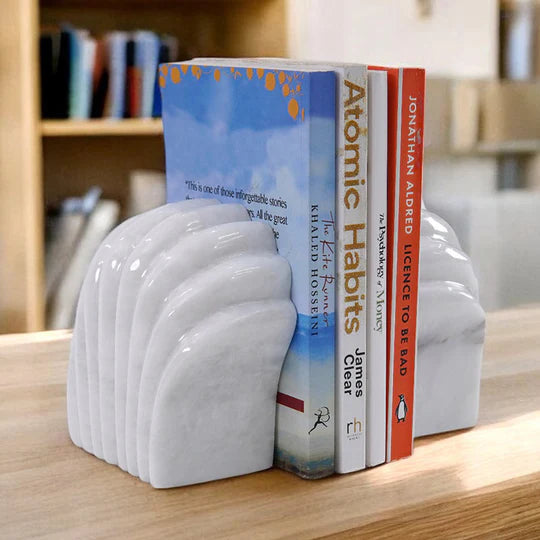Stylish Shelve Decorative Shell Bookend - White