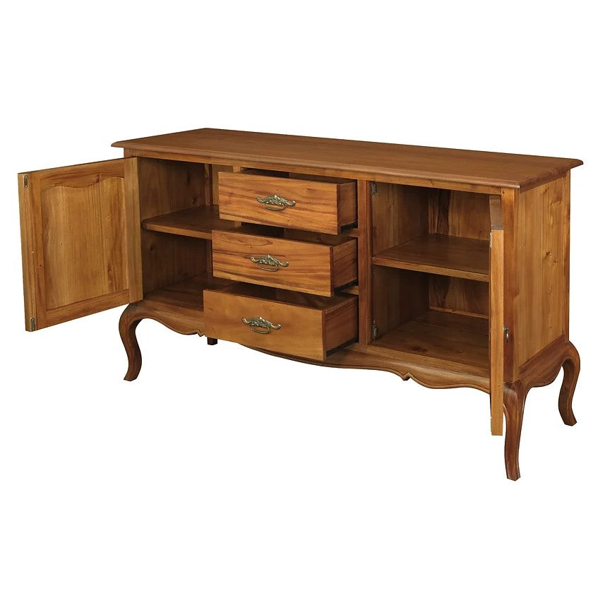 Stylish Storage Provincial Buffet with 2 Doors and 3 Drawers