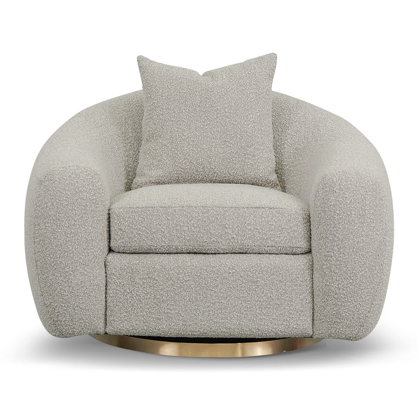 Stylish Swivel Armchair - Ash Grey Boucle