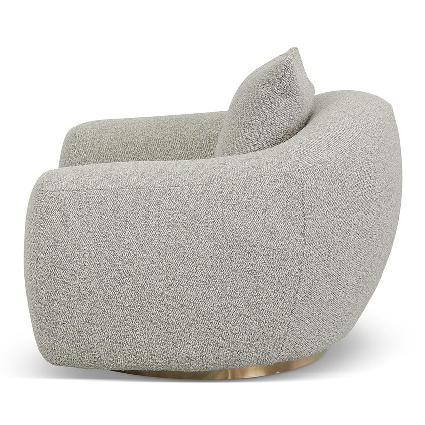 Stylish Swivel Armchair - Ash Grey Boucle